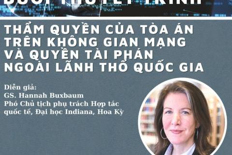 Hội thảo về “Thẩm quyền của Tòa án trên không gian mạng và quyền tài phán ngoài lãnh thổ quốc gia” do Tiến sĩ Hannah Buxbaum trình bày