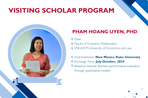 TS. Phạm Hoàng Uyên, Giảng viên Trường Đại học Kinh tế – Luật, Đại học Quốc gia – Thành phố Hồ Chí Minh, tham gia chương trình trao đổi học giả